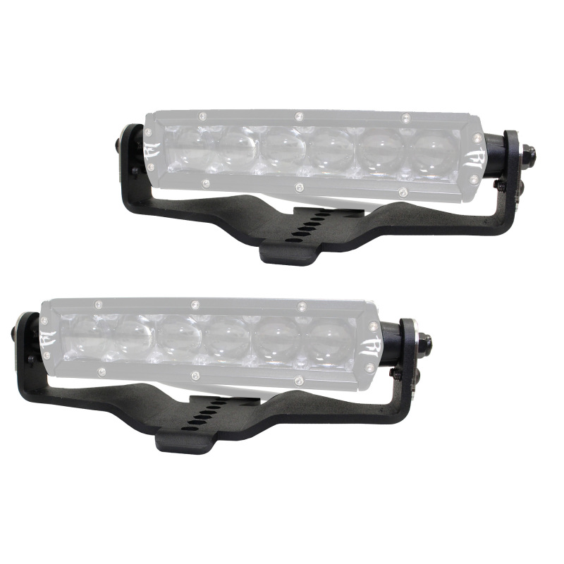 Jeep Gladiator JT Light Mounts - Hood - Go Rhino - Single Row LED Bar Mount - Textured Black - `18-`20
